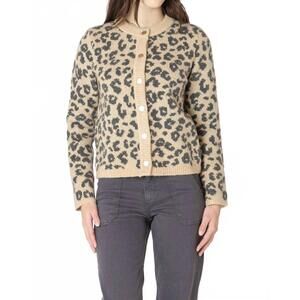 NEW DEX golden wild side cardigan in leopard print